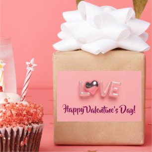 MODERN HEART PINK VALENTINES DAY RECTANGULAR STICKER