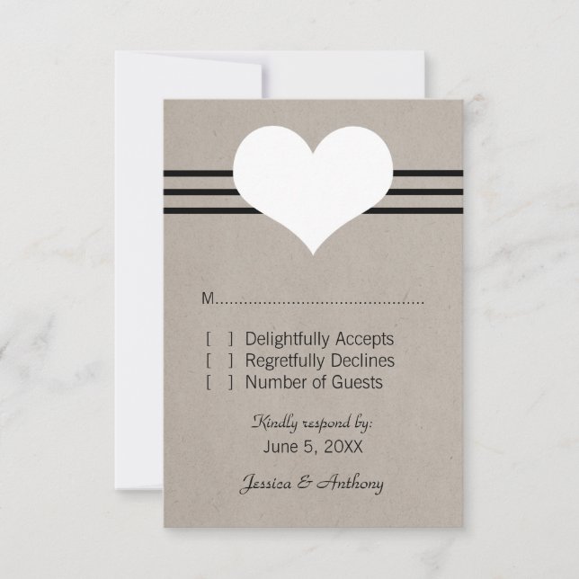 Modern Heart Response Card, Beige (Front)
