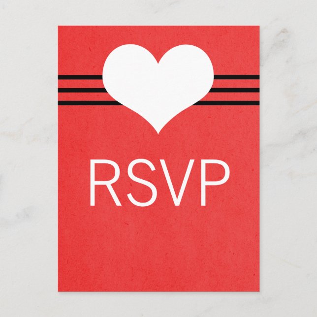 Modern Heart RSVP Postcard, Red Invitation Postcard (Front)