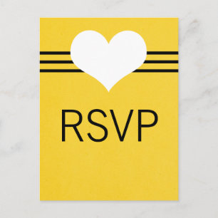 Modern Heart RSVP Postcard, Yellow Invitation Postcard