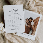 Modern Heart Save The Date Calendar Photo Card<br><div class="desc">This minimal and modern save the date wedding announcement photo card is the perfect way to inform your friends and family of your upcoming wedding. To move the heart to your wedding date,  select the 'edit using design tool' button.</div>