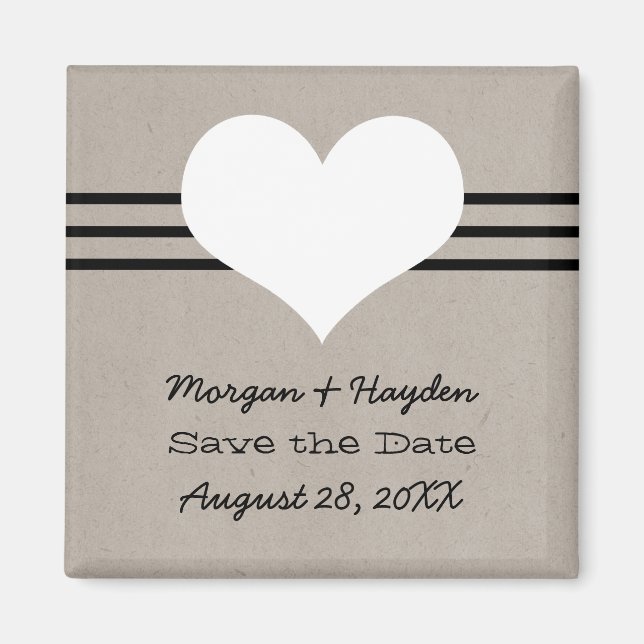 Modern Heart Save the Date Magnet, Beige Magnet (Front)