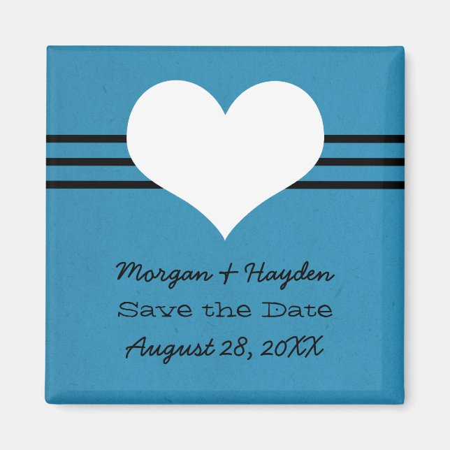 Modern Heart Save the Date Magnet, Blue Magnet (Front)