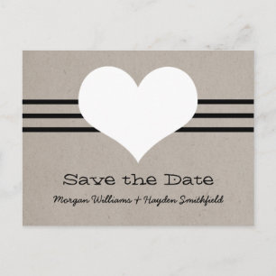Modern Heart Save the Date Postcard, Beige Announcement Postcard
