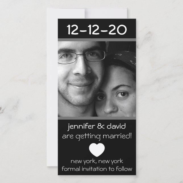 Modern Heart Save The Dates (Grey) Date (Front)