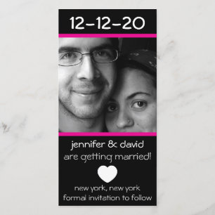 Modern Heart Save The Dates (Magenta Pink) Date