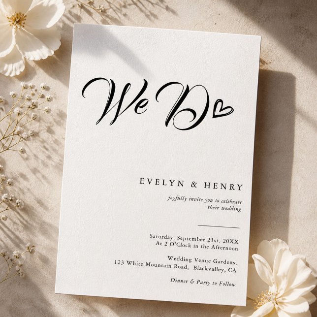 Modern Heart Script Typography We Do Wedding Invitation (Creator Uploaded)