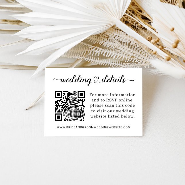 Modern Heart Script Wedding Details Enclosure Card (Creator Uploaded)