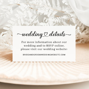 Modern Heart Script Wedding Details Website Enclosure Card