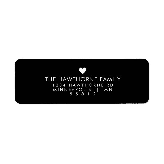 Modern Heart Send Love Minimal Black Address  (Front)