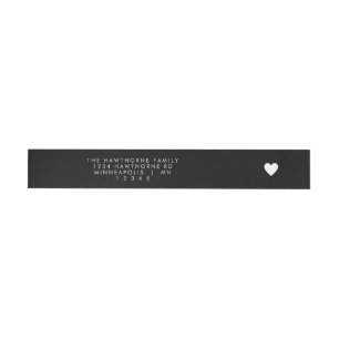 Modern Heart Send Love Minimal Black Address  Wrap Around Label