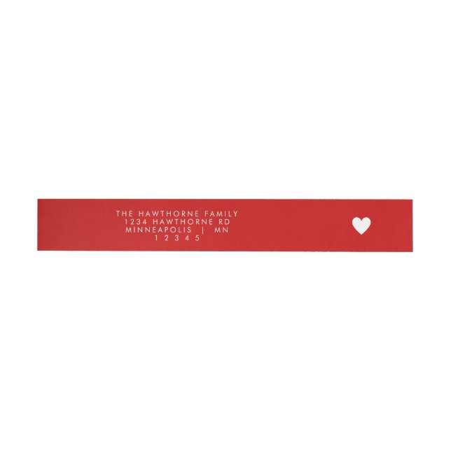 Modern Heart Send Love Minimal Red Address  Wrap Around Label (Individual)