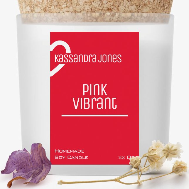 Modern Heart Shape Vibrant Pink Red Candle Beauty Food Label (Creator Uploaded)