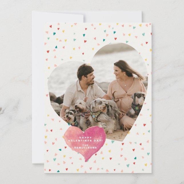 Modern Heart Shaped Photo Happy Valentine's Day Ho Holiday Card (Front)