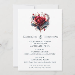 Modern Heart Shaped Rose Invitation