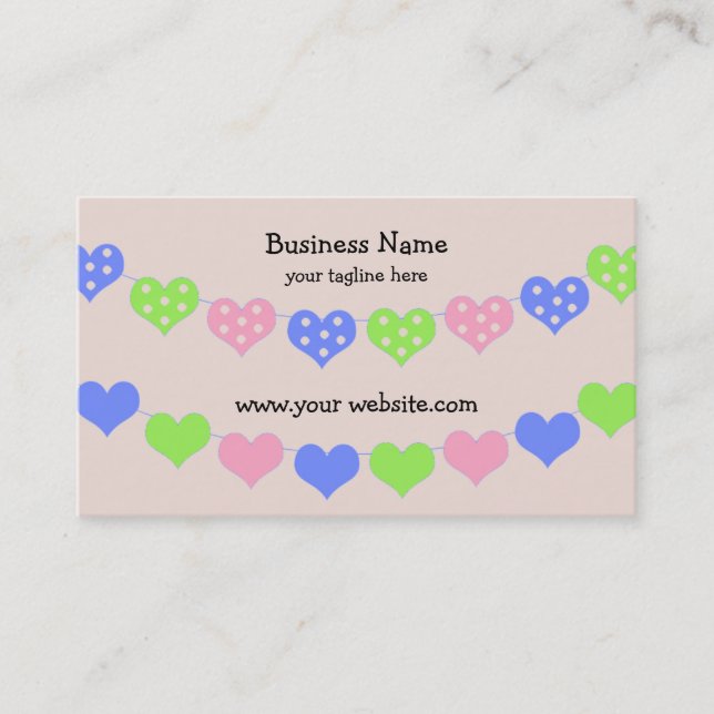 Modern Heart Strings Design Business Card (Front)
