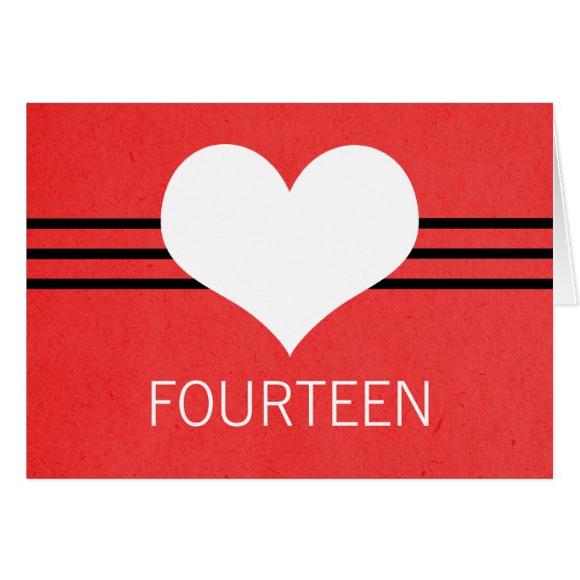 Modern Heart Table Number Card, Red (Front Horizontal)
