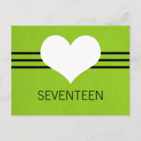 Modern Heart Table Number Postcard, Green