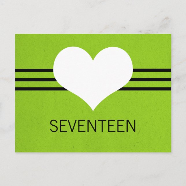 Modern Heart Table Number Postcard, Green Postcard (Front)