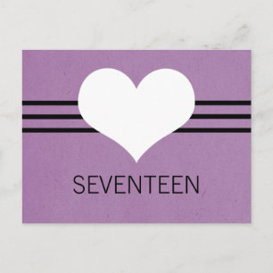 Modern Heart Table Number Postcard, Purple Postcard