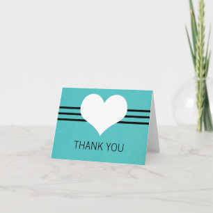 Modern Heart Thank You Card, Aqua Card