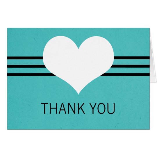 Modern Heart Thank You Card, Aqua Card