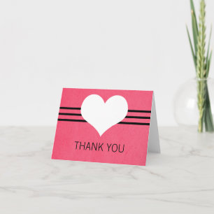 Modern Heart Thank You Card, Pink Card