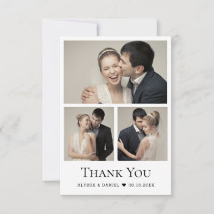 Modern Heart Wedding Photo Collage Note Thank You Card