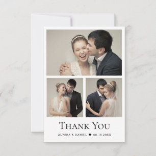 Modern Heart Wedding Photo Collage small Thank You Card