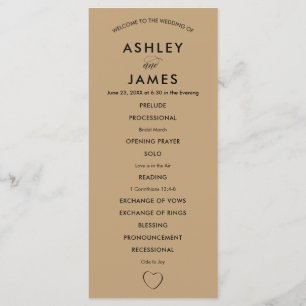 Modern Heart Wedding Program for Ceremony Programme