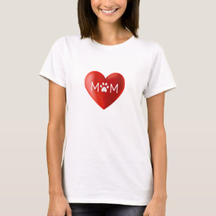 Modern heart with dog mum, cat mum paw T-Shirt