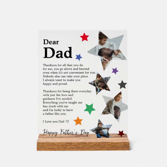 Modern Heartfelt Father's Day Message From Kids Acrylic Sign (Front)