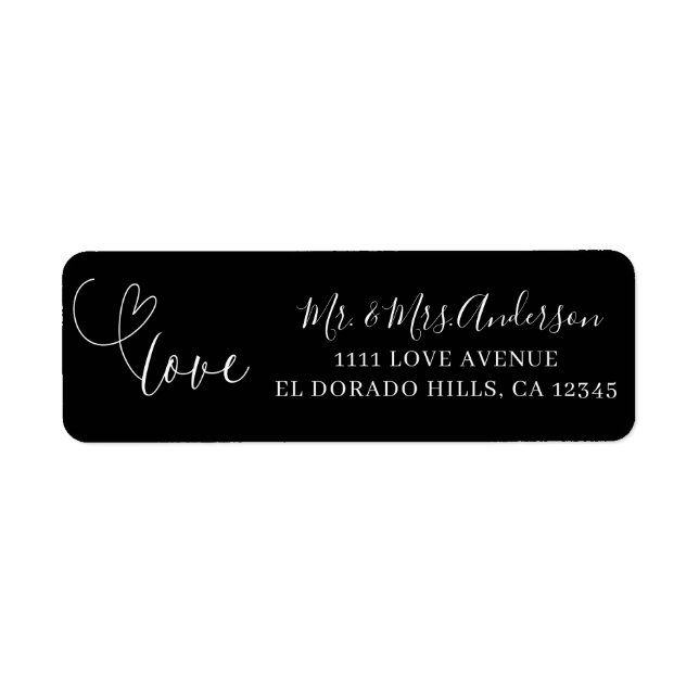 Modern Hearts Black & White Love Minimal Wedding (Front)