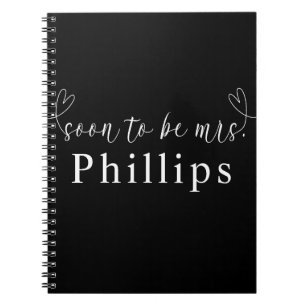 Modern Hearts Black White Soon to Be Mrs. Wedding Notebook