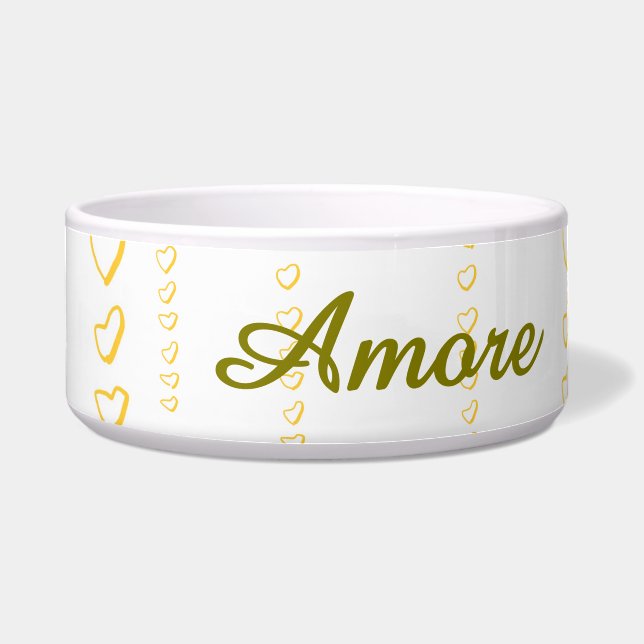 Modern Hearts Ceramic Pet Bowl (Front)