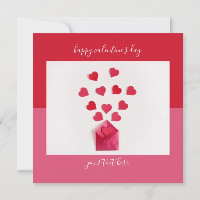 Modern Hearts Colorblock Valentine's Day Card (Front)