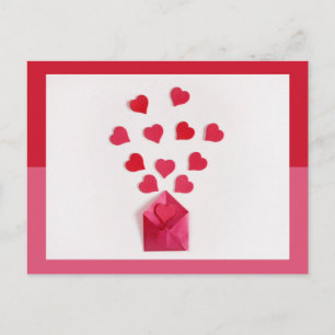Modern Hearts Colorblock Valentine's Day Postcard