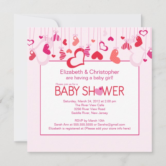 Modern Hearts Couples Baby Shower Invitation (Front)