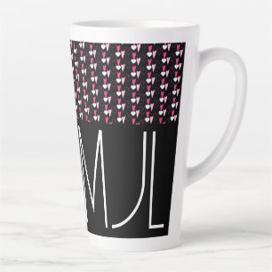 Modern Hearts Mixed Pattern Valentines Day Initial Latte Mug