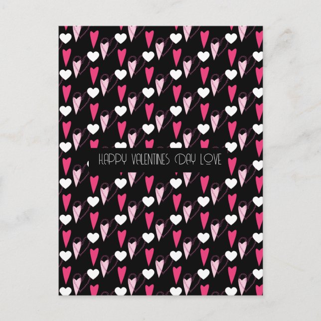Modern Hearts Mixed Pattern  Valentines Day  Postcard (Front)