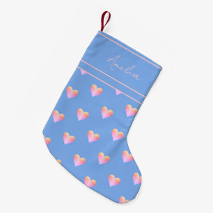 Modern Hearts Pastel Personalised Small Christmas Stocking