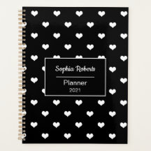 Modern hearts pattern black personalised