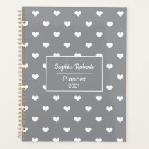 Modern hearts pattern grey personalised