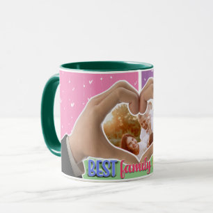 Modern Hearts Personalised Best Family Ever Photo Mug
