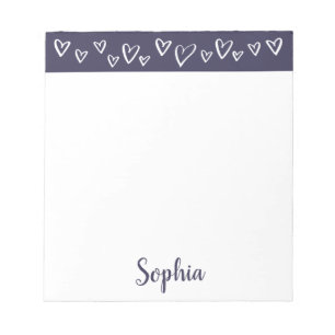 Modern Hearts Personalised Stationery Notepad