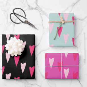 Modern Hearts Pointy Pattern  Wrapping Paper Sheet