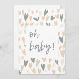 Modern Hearts Sage Gender Neutral Baby Shower Invitation