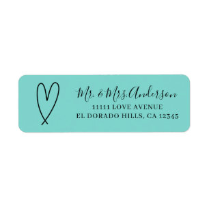 Modern Hearts Turquoise Blue Minimal Bridal Shower