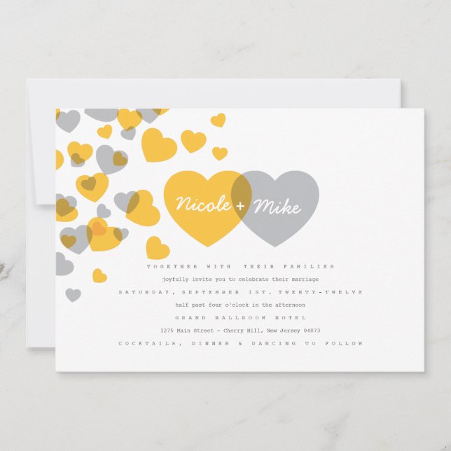 Modern Hearts Wedding Invitation (Front)