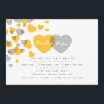 Modern Hearts Wedding Invitation<br><div class="desc">A bold and modern invitation design for a nontraditional couple! Invitation is adorned with a pattern of hearts in bright sunshine yellow and grey. Backside includes room for additional text,  or a wedding website address.</div>